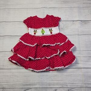 6/9m Mud Pie Smocked Holiday Dress